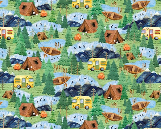 Live, Love, Camp Camping Scene Fat Quarter (Benartex)