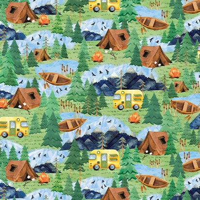 Live, Love, Camp Camping Scene Fat Quarter (Benartex)