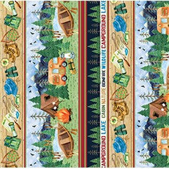 Live, Love, Camp Camping Stripe Fat Quarter (Benartex)
