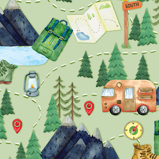 Live, Love, Camp Camping Adventure Fat Quarter (Benartex)