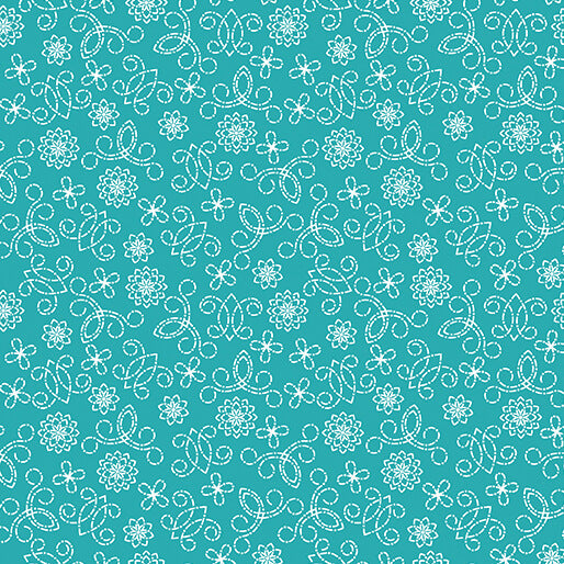 Among the Wildflowers II (Benartex) - Tin Lantern Teal