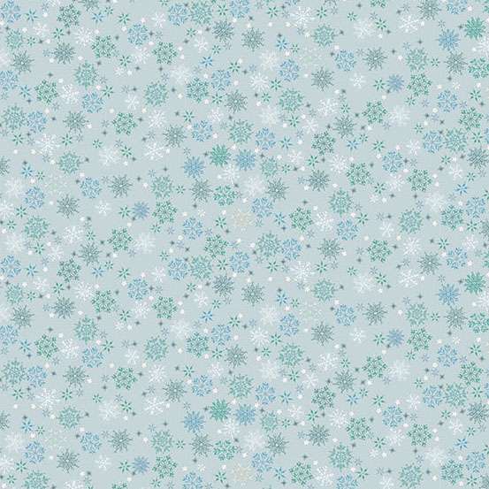 Pattern of snowflakes on a light blue background