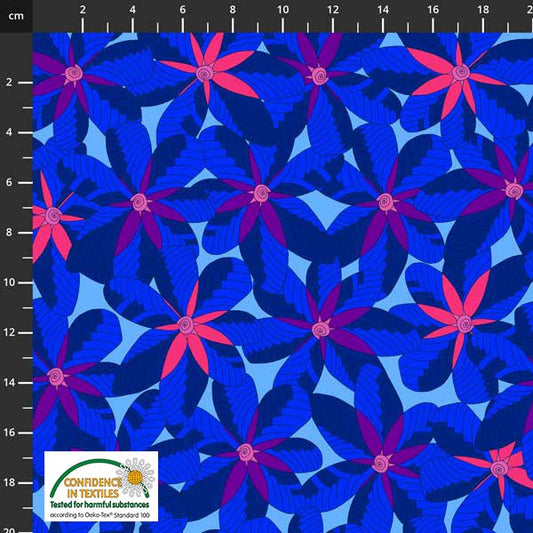 Leaves of Light Flowers Blue Fat Quarter (Stof)