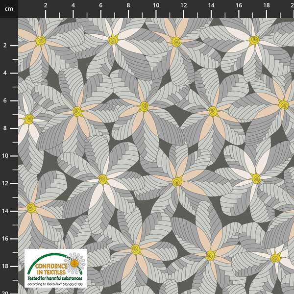 Leaves of Light Flowers Grey Fat Quarter (Stof)