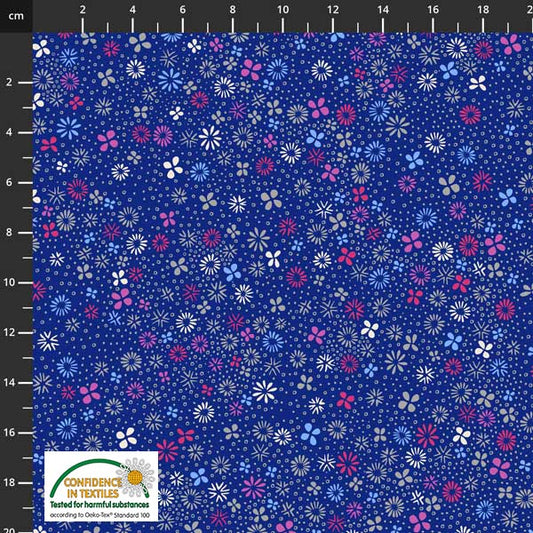 Leaves of Light Small Flowers Blue Fat Quarter (Stof)