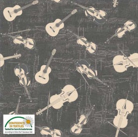 My Composition String Instruments Grey Fat Quarter (Stof)
