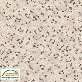 My Composition Music Notes Cream Fat Quarter (Stof)