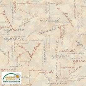 My Composition Music Genres Cream Fat Quarter (Stof)