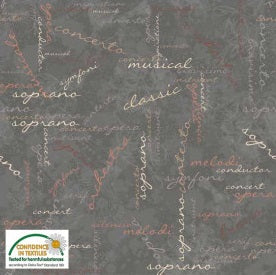 My Composition Music Genres Grey Fat Quarter (Stof)