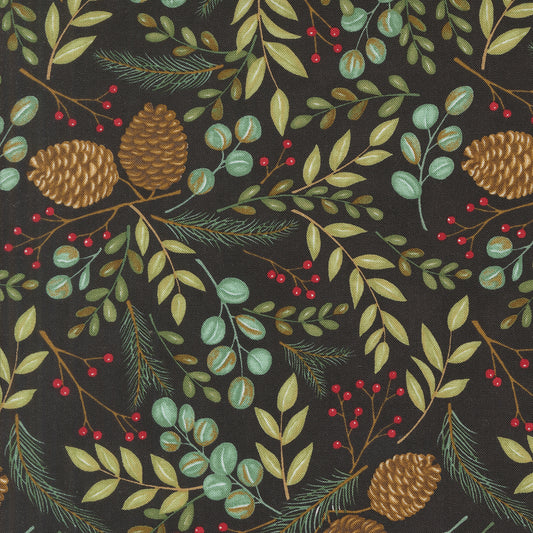 Winter Friends (Moda) - Woodland Greenery Charcoal Black