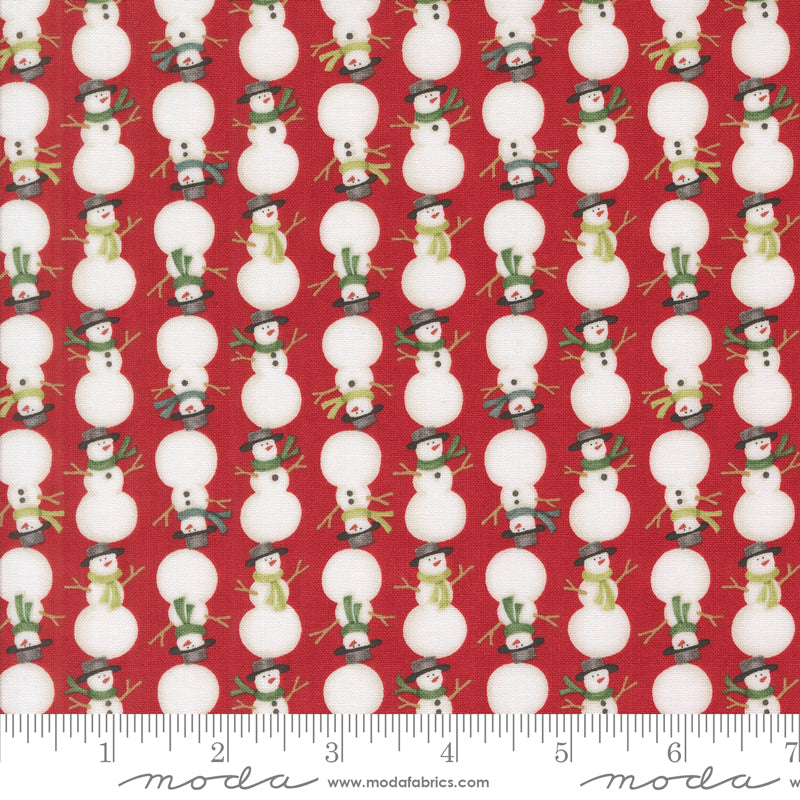 Winter Friends (Moda) - Stacked Snowman Berry Red
