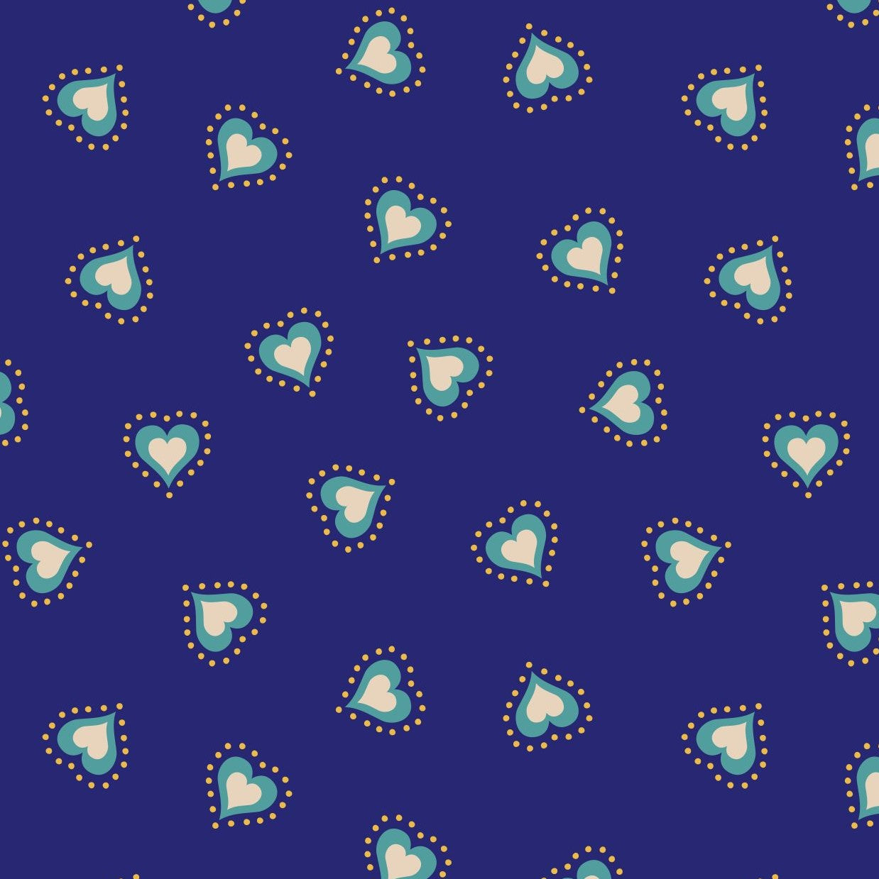 Little Matryoshka Hearts on Blue Fat Quarter (Lewis & Irene)