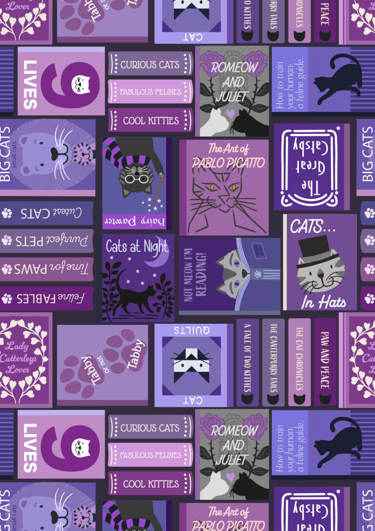 The Purrfect Book Club (Lewis & Irene) - Cat Book Covers Purple