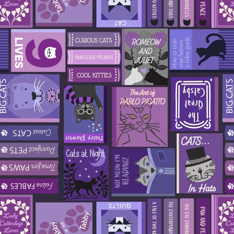 The Purrfect Book Club (Lewis & Irene) - Cat Book Covers Purple
