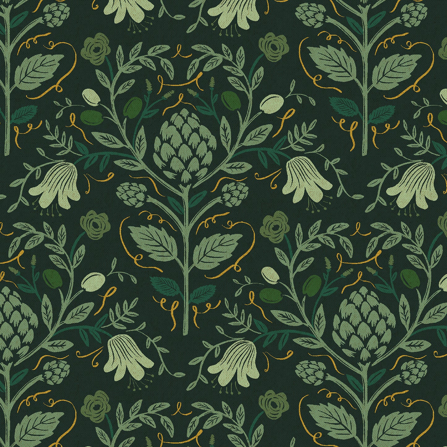 Dahlia Canvas - Rifle Paper Co. (Cotton+Steel) - Artichoke Hunter Green