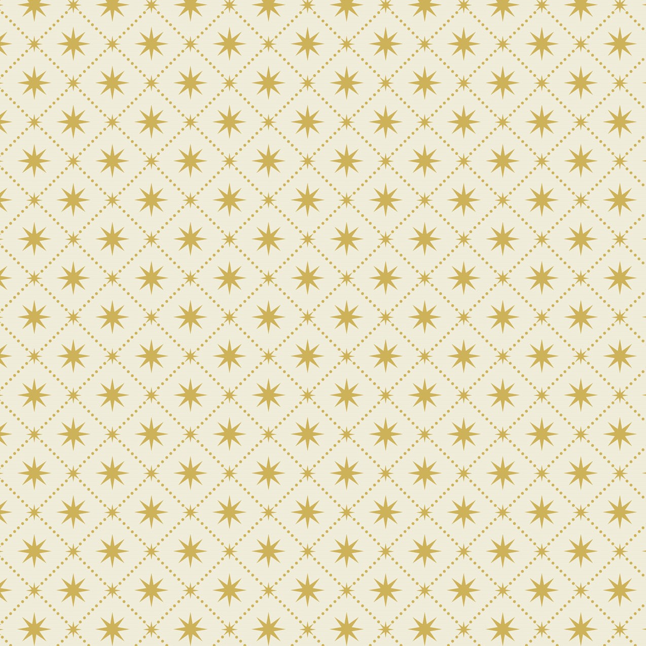 Yuletide Gold Metallic Stars Cream Fat Quarter (Lewis & Irene)