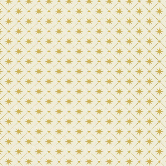Yuletide Gold Metallic Stars Cream Fat Quarter (Lewis & Irene)