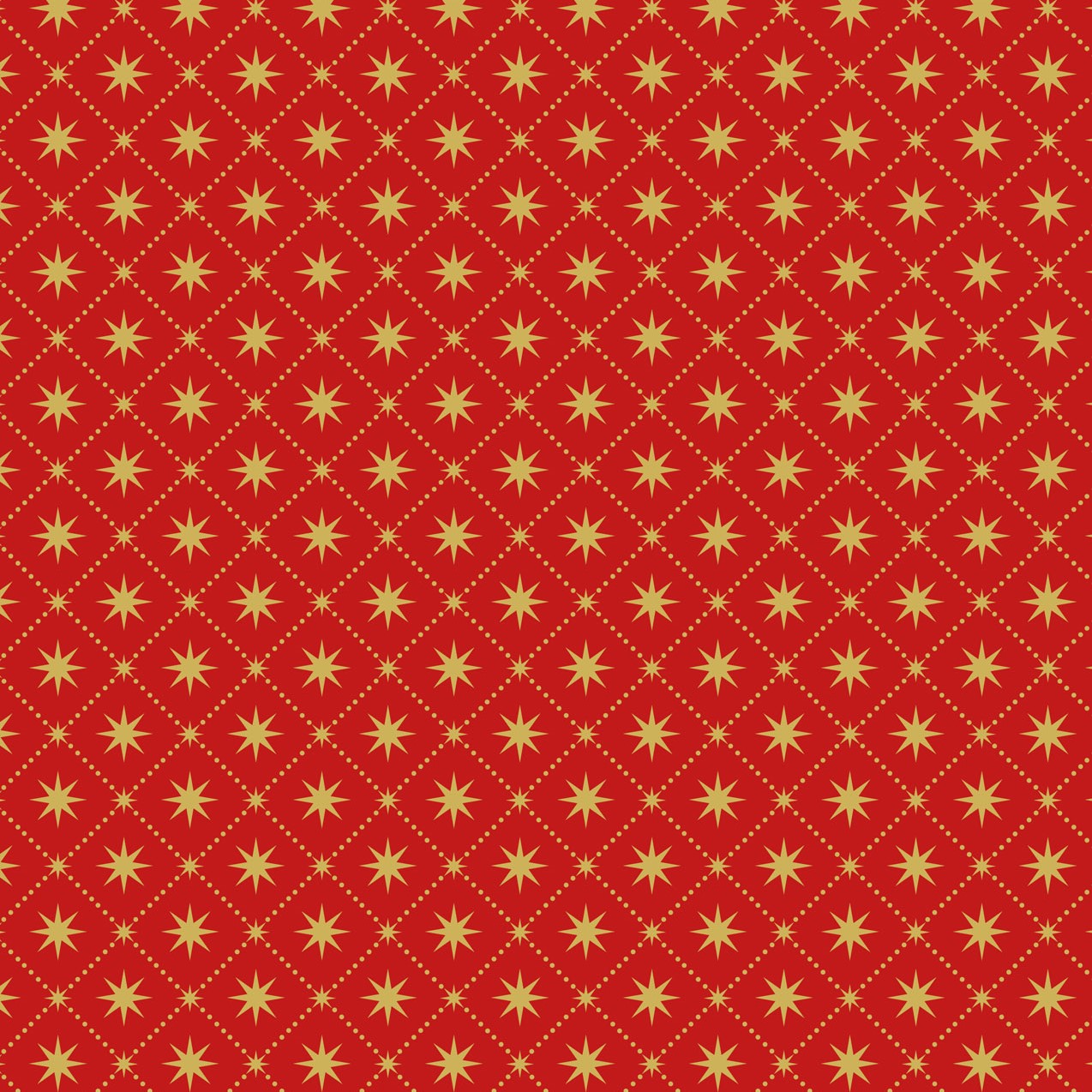Yuletide (Lewis & Irene) - Gold Metallic Stars Red