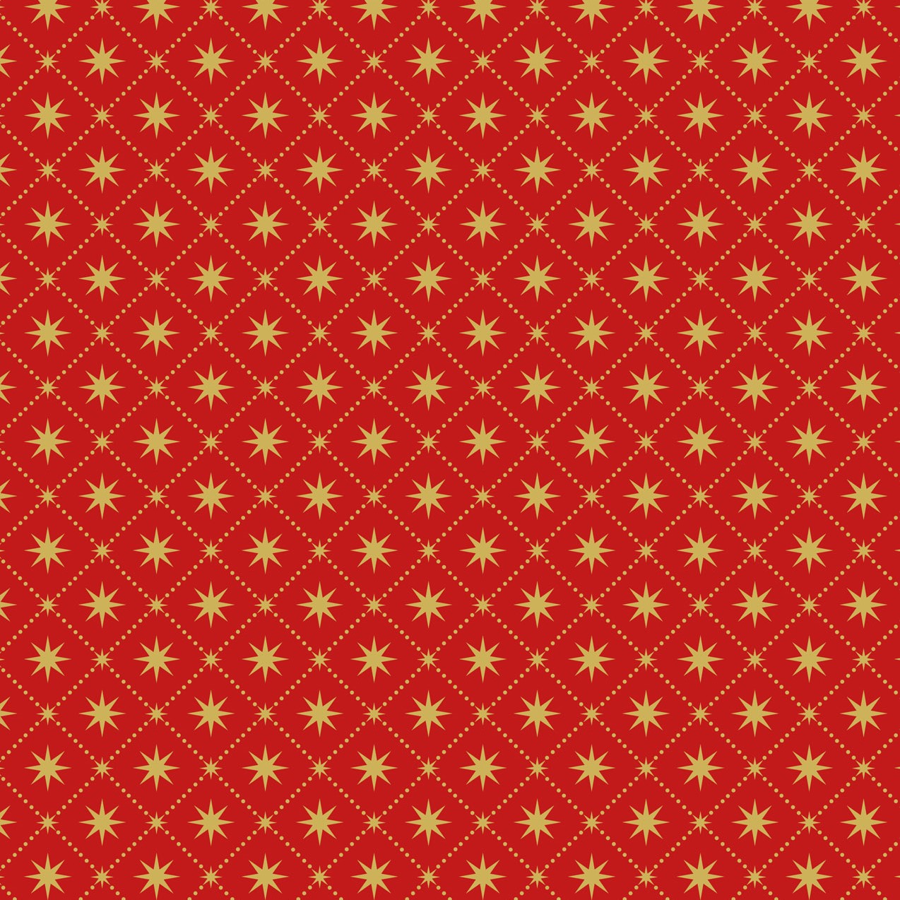 Yuletide (Lewis & Irene) - Gold Metallic Stars Red