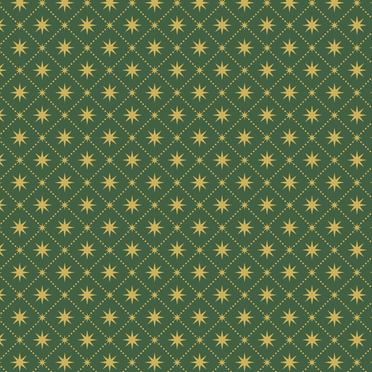 Yuletide (Lewis & Irene) - Gold Metallic Stars Green