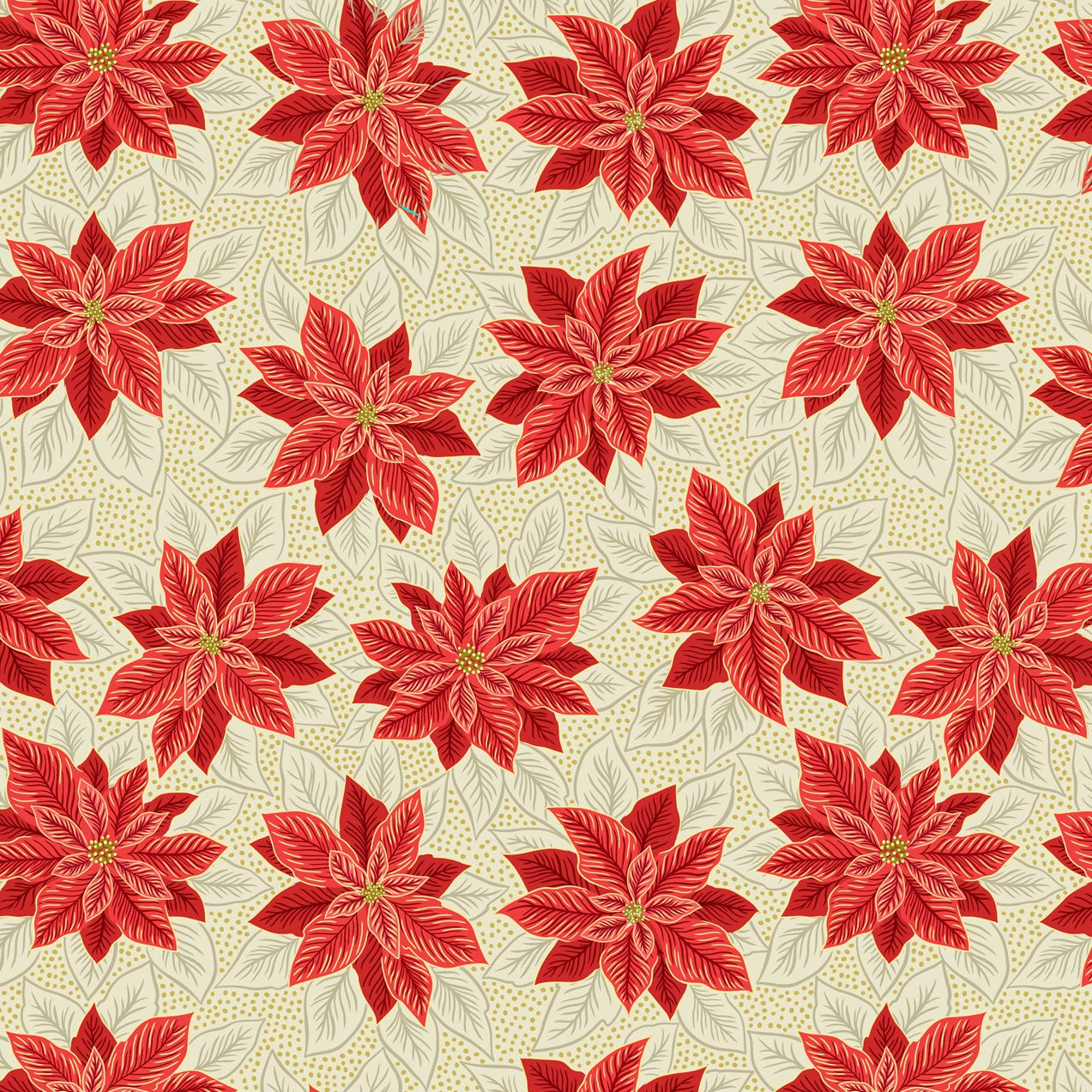 Yuletide (Lewis & Irene) - Poinsettia Cream with Metallic Gold