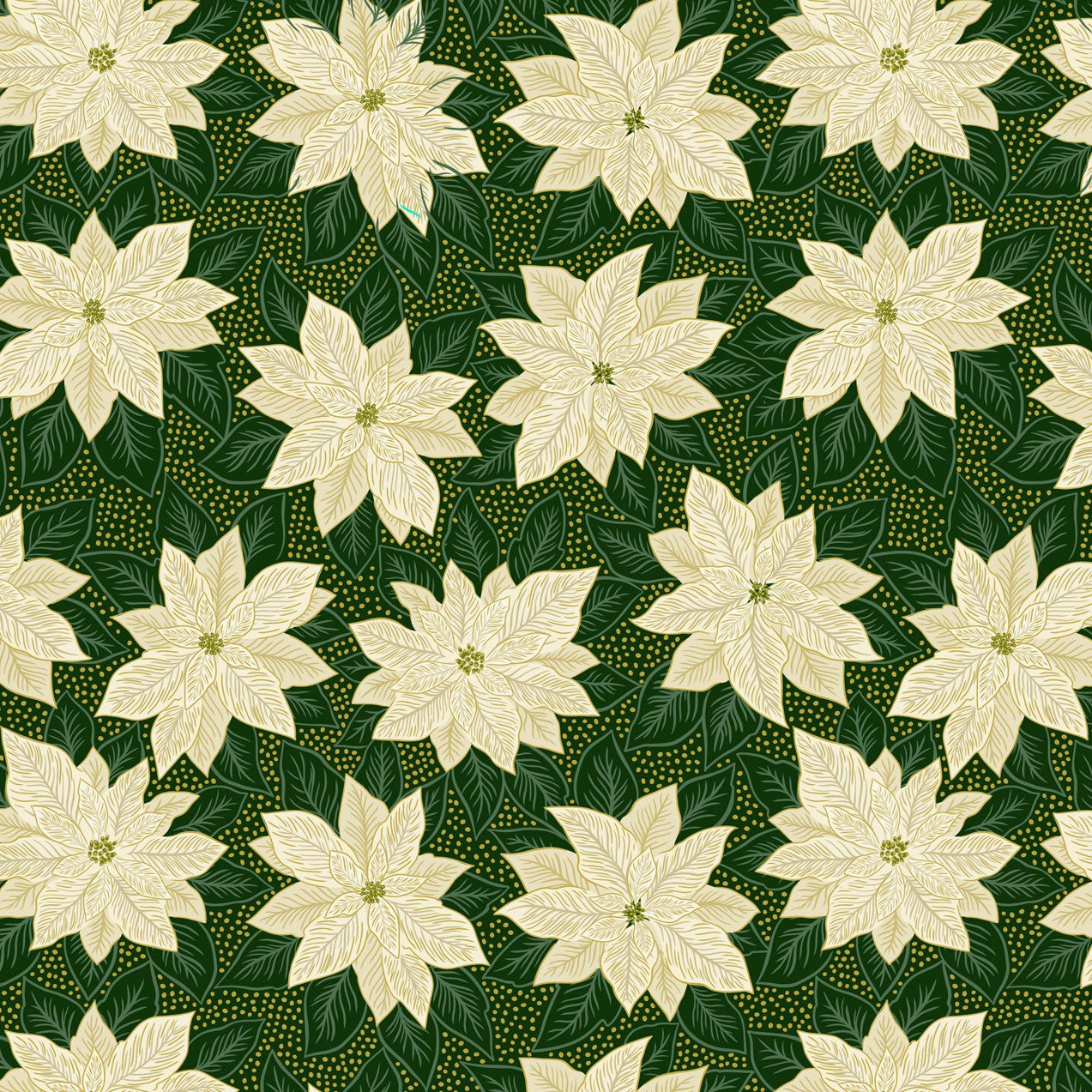 Yuletide (Lewis & Irene) - Poinsettia Green with Metallic Gold