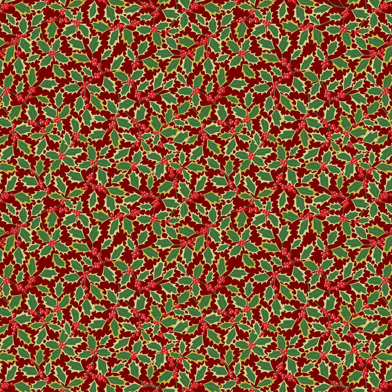 Yuletide (Lewis & Irene) - Holly Red with Metallic Gold