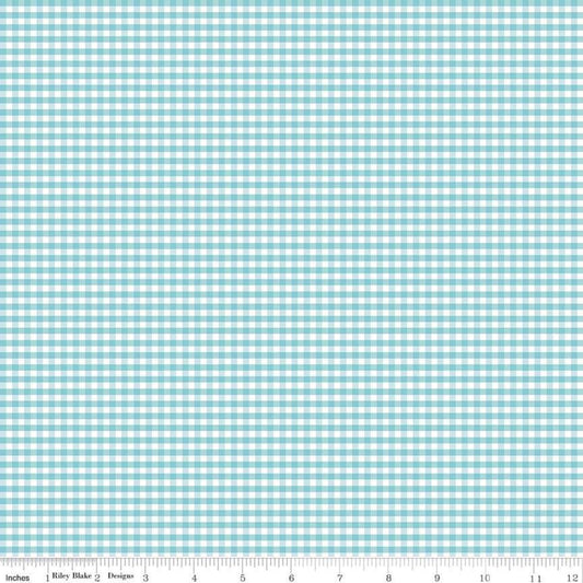 Small Gingham Check Aqua Fat Quarter (Riley Blake)
