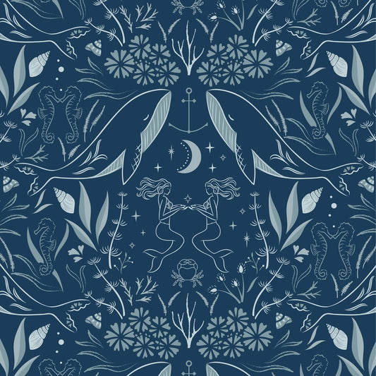 Sound of the Sea Enchanted Ocean Midnight Fat Quarter (Lewis & Irene)
