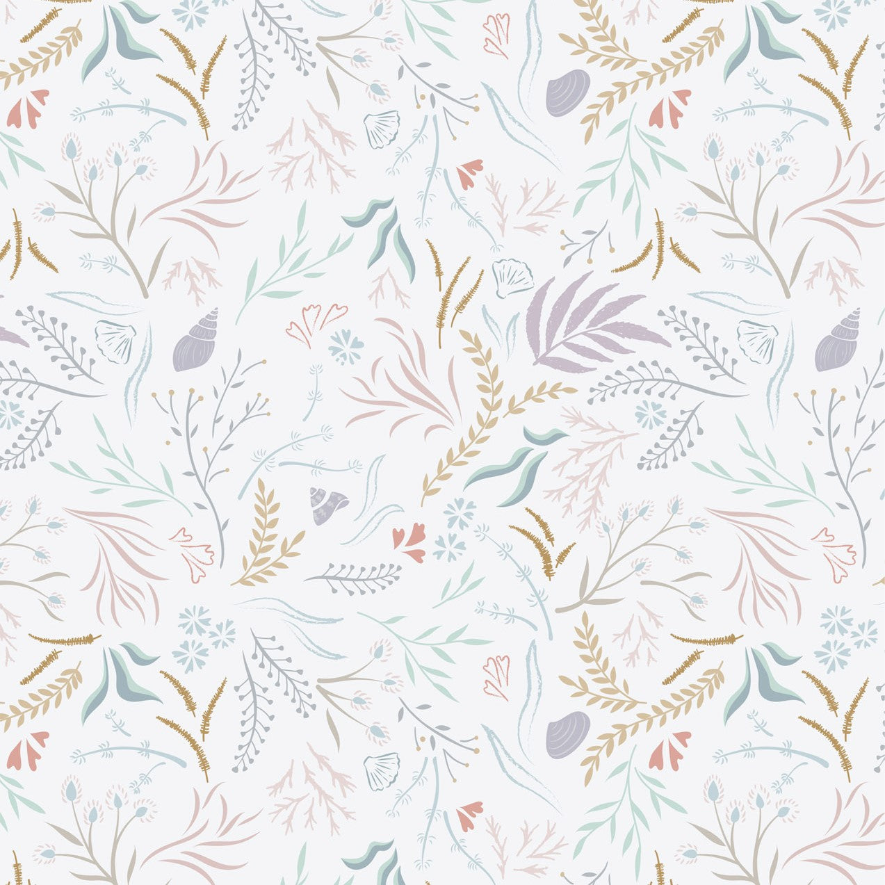 Sound of the Sea Seaweed Sway Sea Mist Blue Fat Quarter (Lewis & Irene)