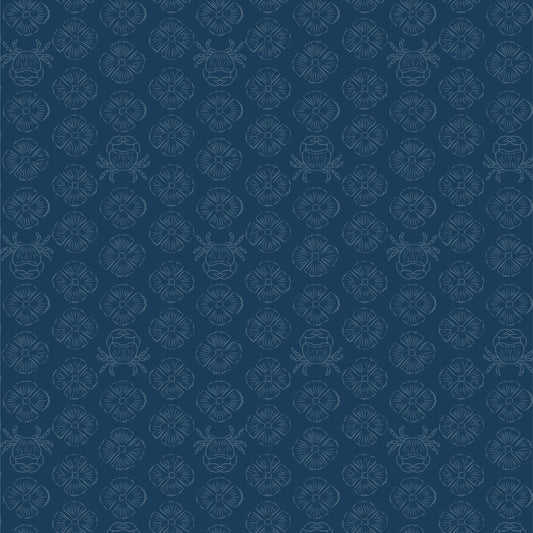 Sound of the Sea Concealed Crab Midnight Blue Fat Quarter (Lewis & Irene)