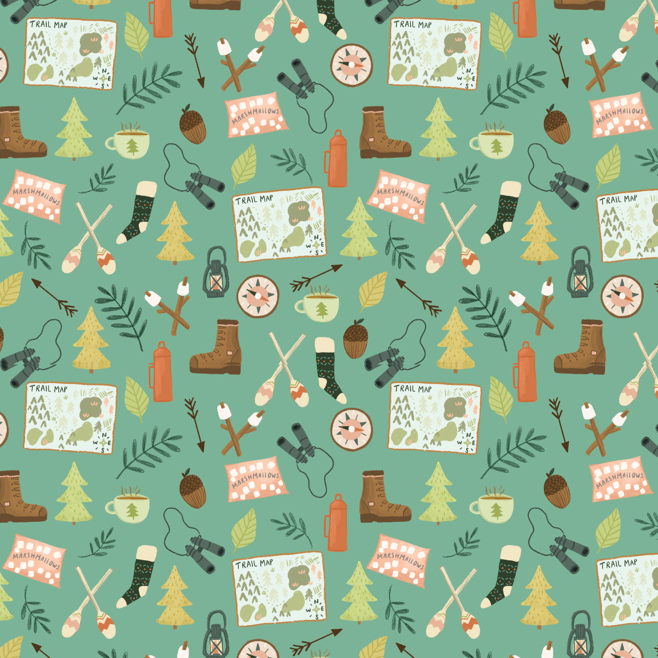 Cedar Camp Camping Blue Fat Quarter (Dashwood Studio)