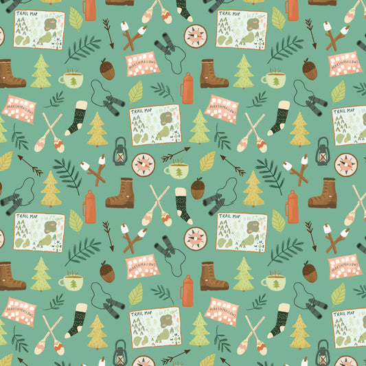 Cedar Camp Camping Blue Fat Quarter (Dashwood Studio)