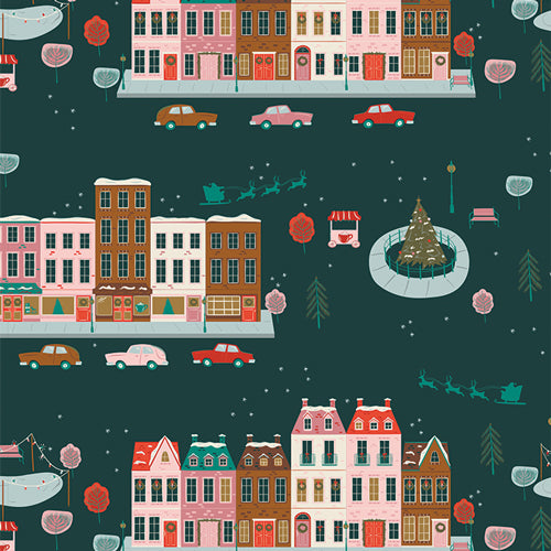 Christmas in the City Joyful Boulevard Night Fat Quarter (Art Gallery Fabrics)