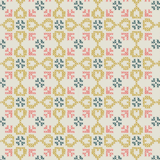 Folk Floral (Lewis & Irene) - Cross Stitch Hearts Cream