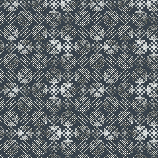 Folk Floral (Lewis & Irene) - Cross Stitch Navy Blue