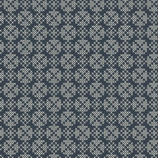 Folk Floral (Lewis & Irene) - Cross Stitch Navy Blue