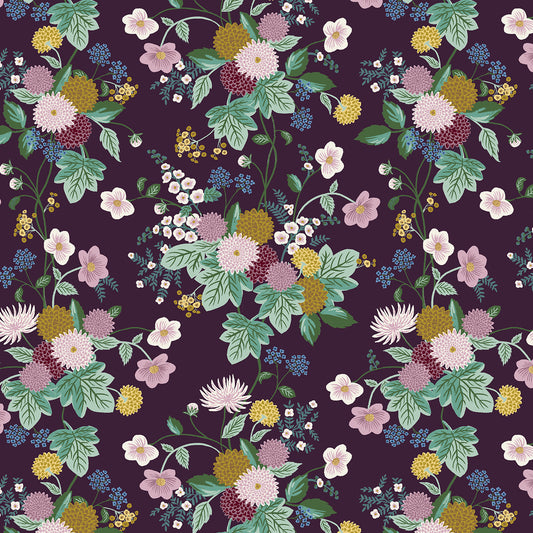Dahlia - Rifle Paper Co (Cotton & Steel) - Dahlia Aubergine