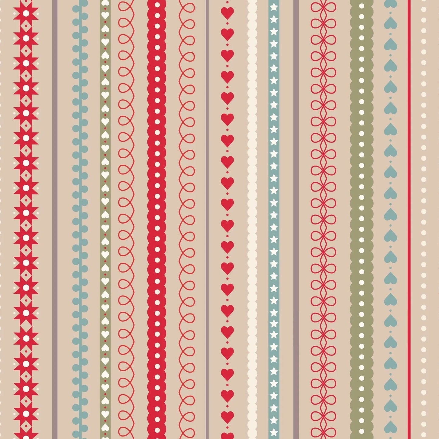 Gingerbread Season Festive Stripes Butterscotch Fat Quarter (Lewis & Irene)