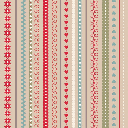 Gingerbread Season Festive Stripes Butterscotch Fat Quarter (Lewis & Irene)
