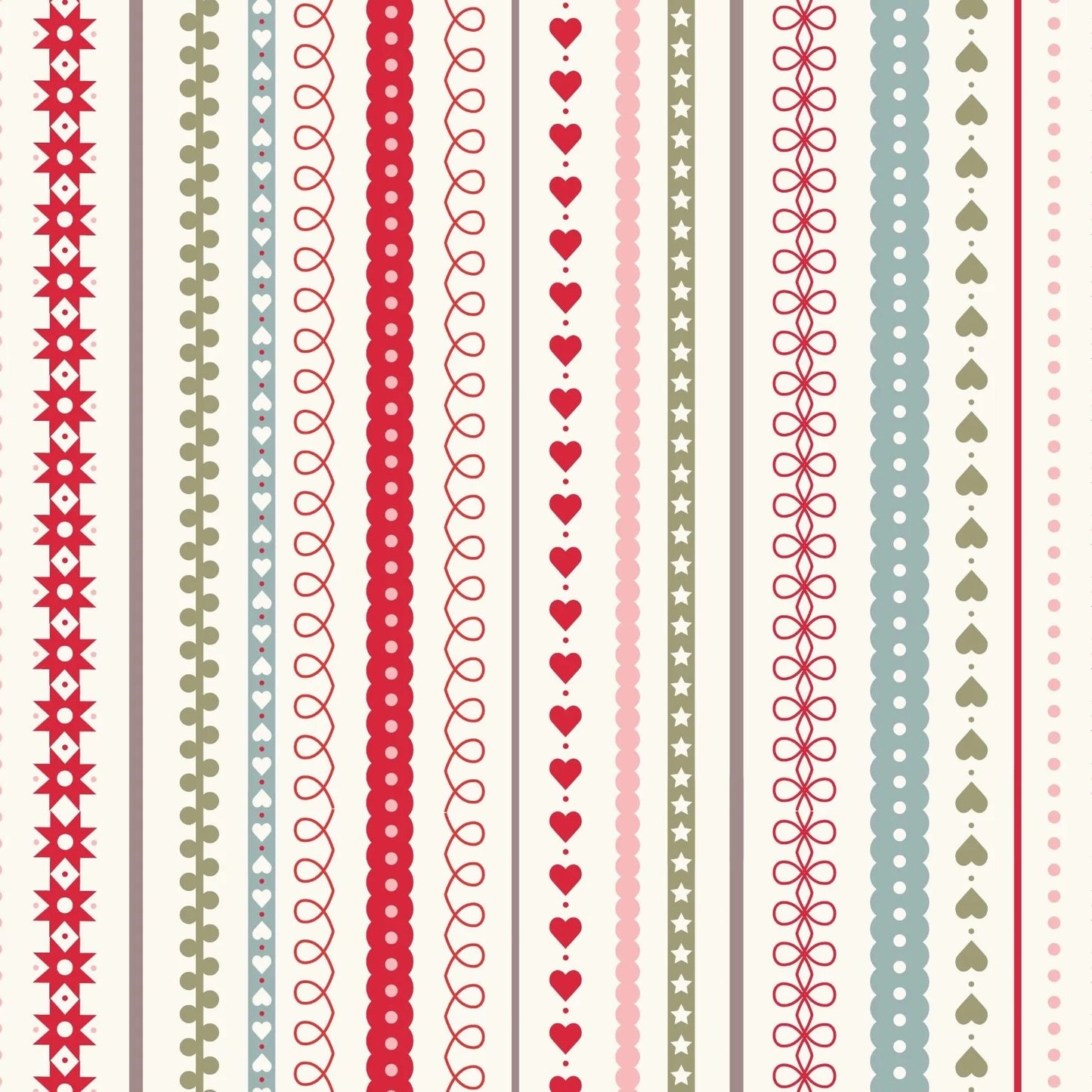 Gingerbread Season Festive Stripes Cream Fat Quarter (Lewis & Irene)