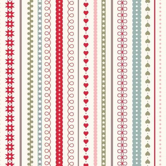 Gingerbread Season Festive Stripes Cream Fat Quarter (Lewis & Irene)