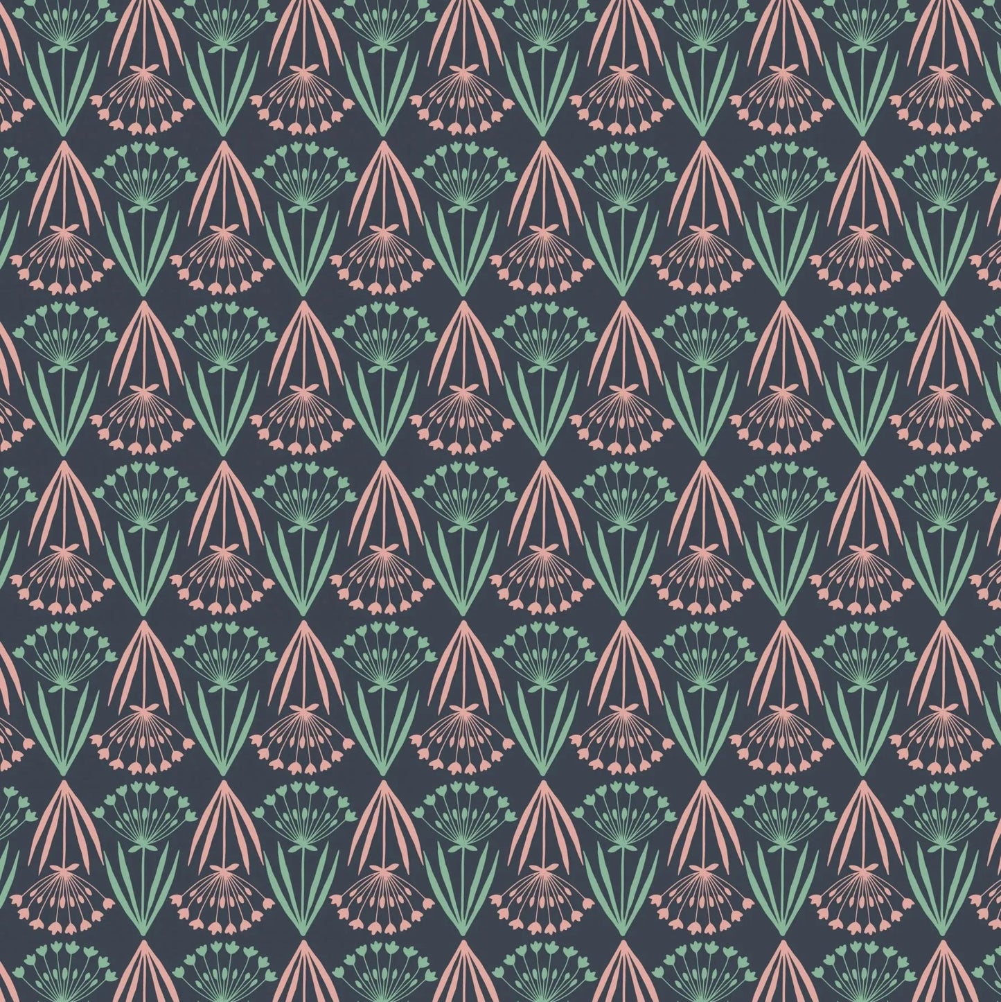 Majolica (Lewis & Irene) - Floral Stems Dark Blue