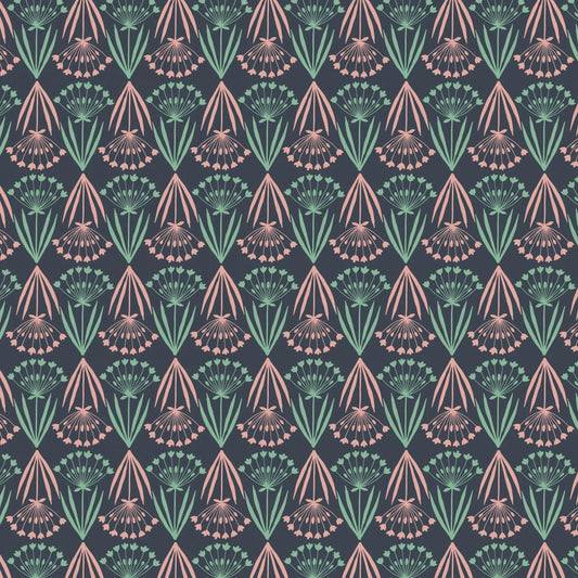 Majolica (Lewis & Irene) - Floral Stems Dark Blue