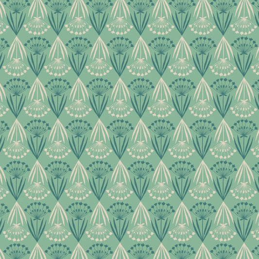 Majolica (Lewis & Irene) - Floral Stems Minty Green