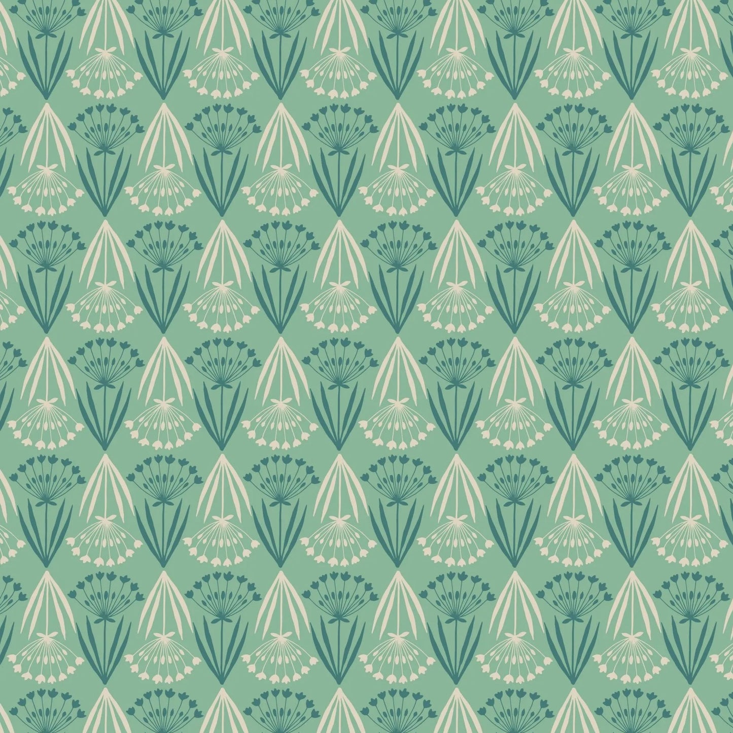 Majolica Floral Stems Green Fat Quarter (Lewis & Irene)