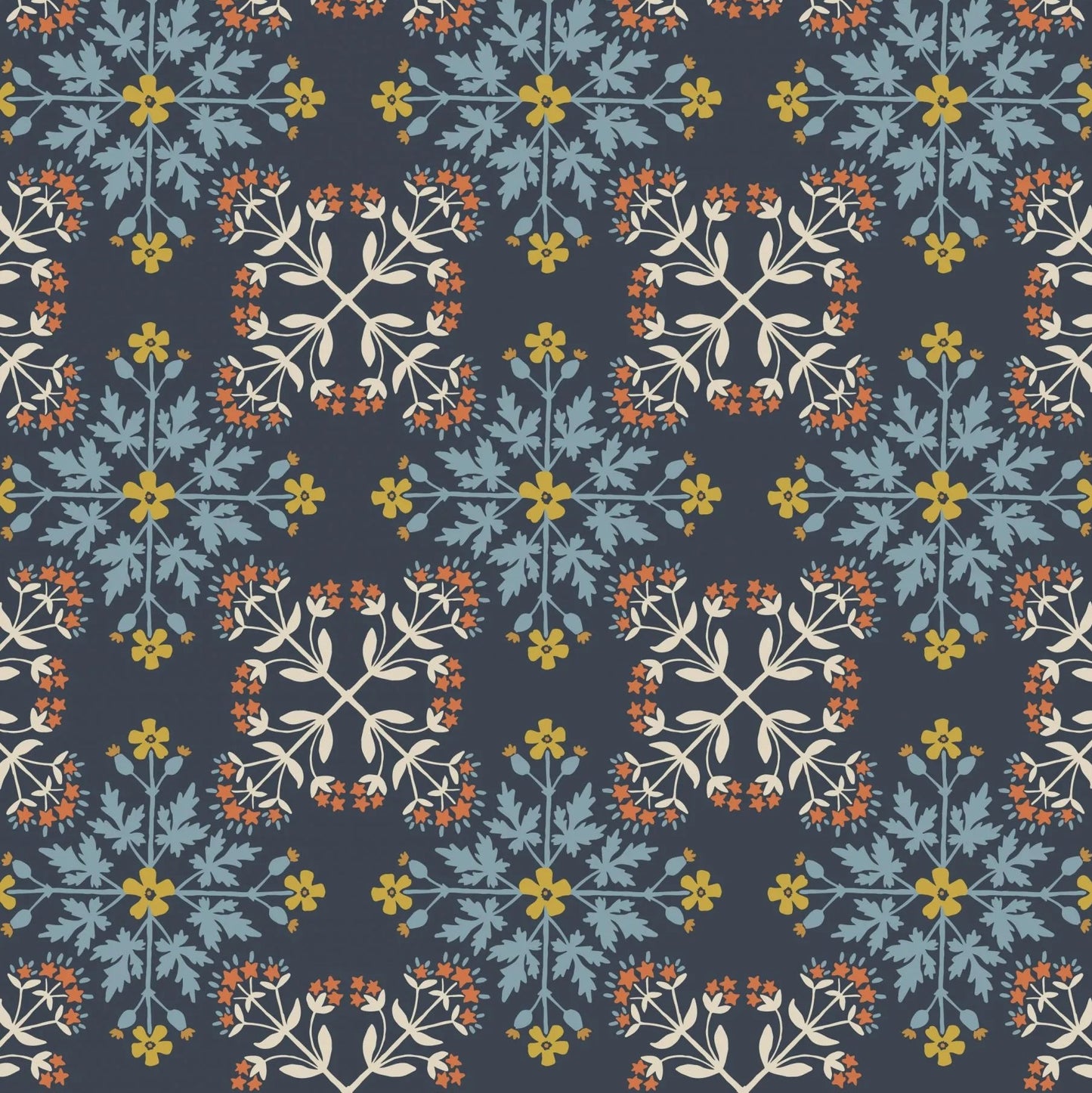 Majolica (Lewis & Irene) - Floral Tile Dark Blue