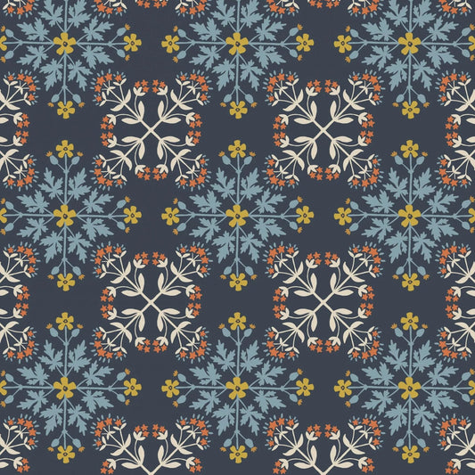 Majolica (Lewis & Irene) - Floral Tile Dark Blue
