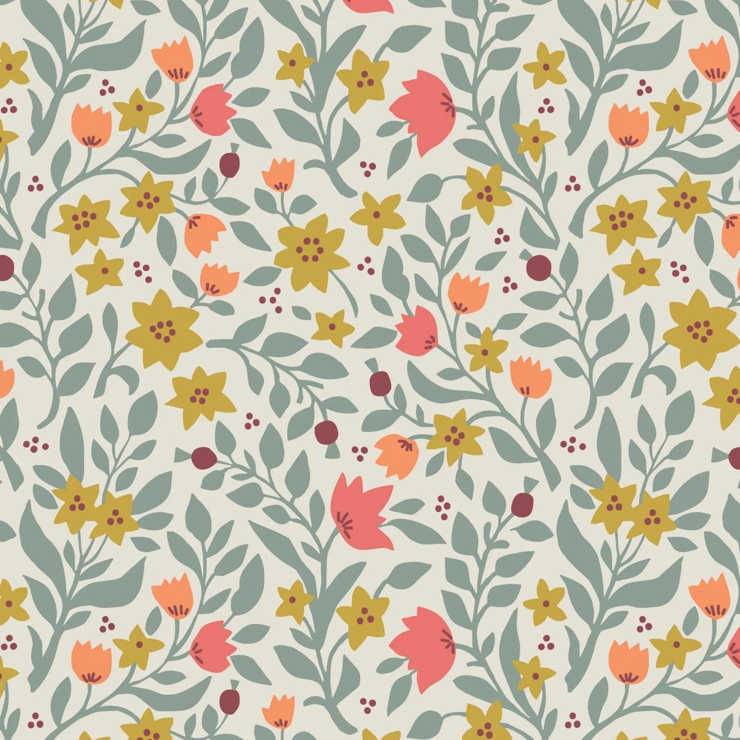 Folk Floral (Lewis & Irene) - Floral All Over Cream