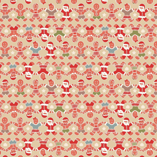 Gingerbread Season People Butterscotch Fat Quarter (Lewis & Irene)